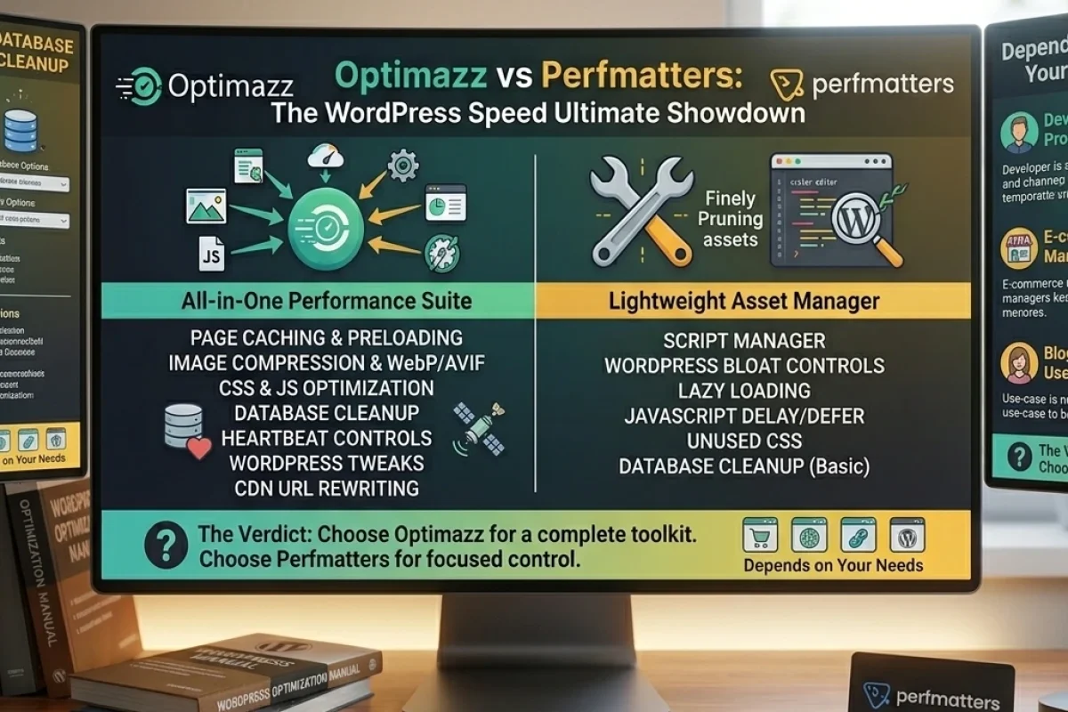 Optimazz vs Perfmatters WordPress speed plugin comparison